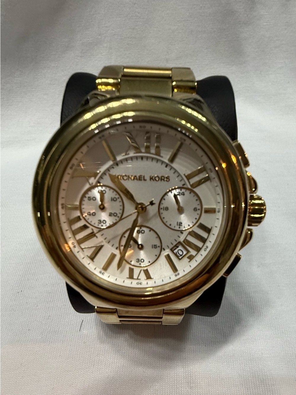 Michael Kors Gold and White Stainless Steel Chronograph Watch